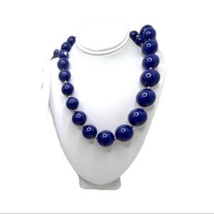 Large Vintage Navy Beaded Necklace